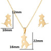 Fashionable and simple hollow geometric heart-shaped pendant cute small animal pet dog earrings clavicle chain jewelry set