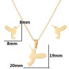 Cute little animals bird pigeon pendant stainless steel jewelry necklace earrings set 2025 new jewelry wholesale