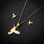 Cute little animals bird pigeon pendant stainless steel jewelry necklace earrings set 2025 new jewelry wholesale