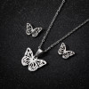Fashionable Butterfly Necklace for Women Light Luxury Niche Design Stainless Steel New Jewelry Cute Insect Earrings Three-piece Set