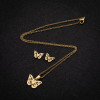 Fashionable Butterfly Necklace for Women Light Luxury Niche Design Stainless Steel New Jewelry Cute Insect Earrings Three-piece Set
