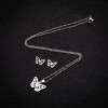 Fashionable Butterfly Necklace for Women Light Luxury Niche Design Stainless Steel New Jewelry Cute Insect Earrings Three-piece Set