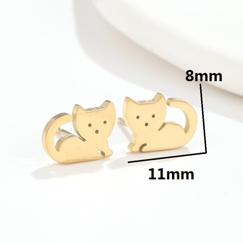 Cat earrings for women, simple and cute little animal earrings for students, Japanese and Korean style niche design stainless steel accessories wholesale