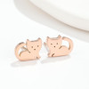 Cat earrings for women, simple and cute little animal earrings for students, Japanese and Korean style niche design stainless steel accessories wholesale