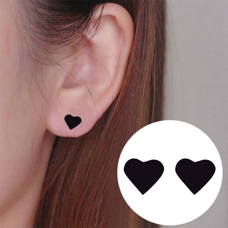 Stainless steel retro geometric simple love-shaped earrings cute and sweet daily simple ins style earrings hip hop