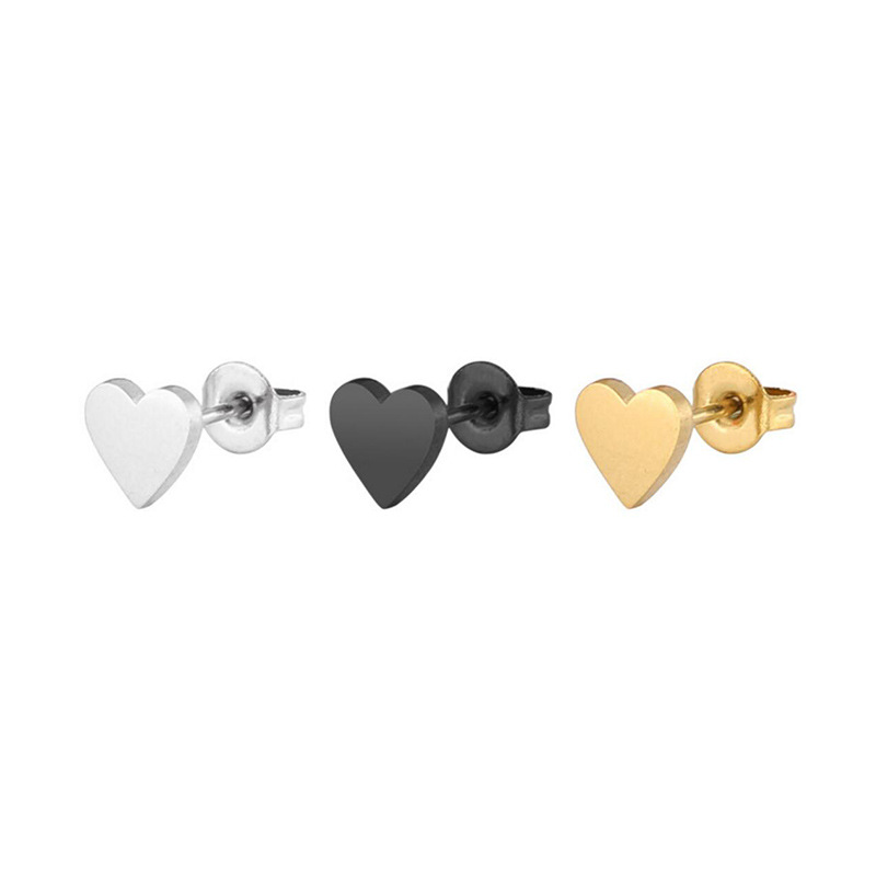 Stainless steel retro geometric simple love-shaped earrings cute and sweet daily simple ins style earrings hip hop