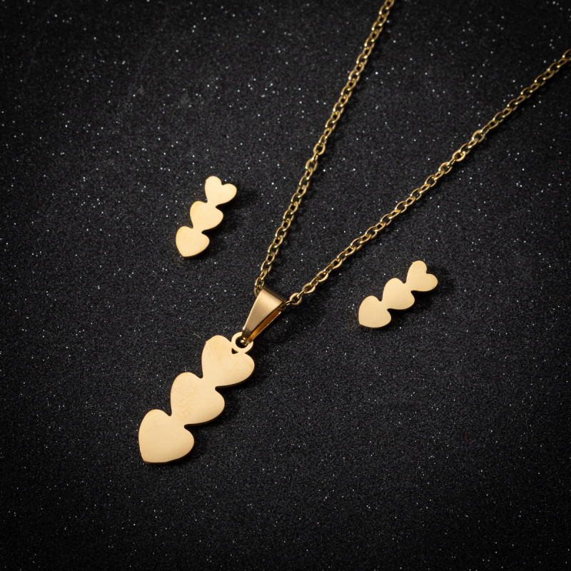 Irregular women's simple heart-shaped pendant necklace Korean ins style wings love note earrings personalized jewelry