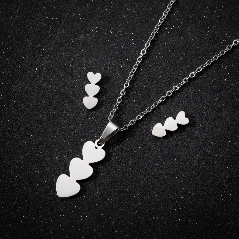 Irregular women's simple heart-shaped pendant necklace Korean ins style wings love note earrings personalized jewelry