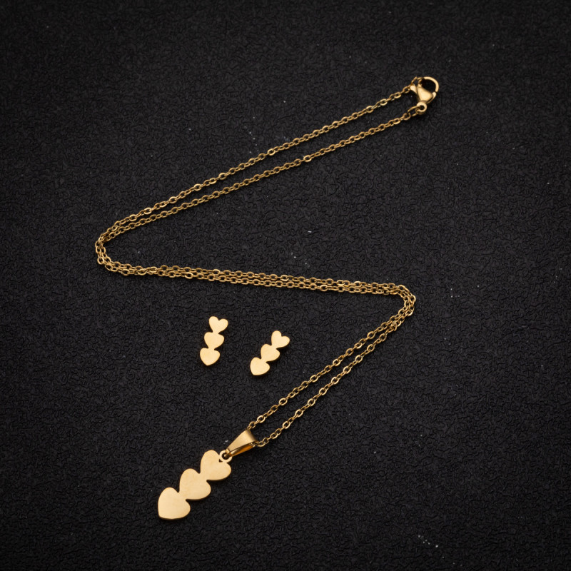 Irregular women's simple heart-shaped pendant necklace Korean ins style wings love note earrings personalized jewelry