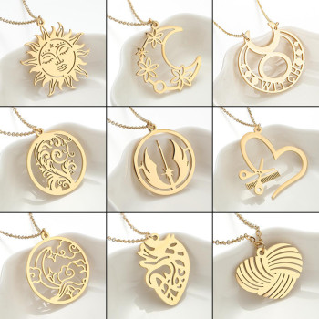 European and American cross-border jewelry personalized stainless steel geometric simple pendant jewelry wholesale classic stainless steel couple necklace
