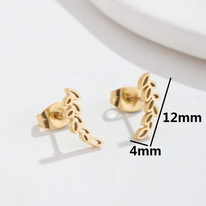 Japanese and Korean new light luxury style simple stainless steel earrings simple hollow wheat ears French niche earrings women's accessories