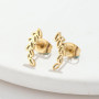Japanese and Korean new light luxury style simple stainless steel earrings simple hollow wheat ears French niche earrings women's accessories