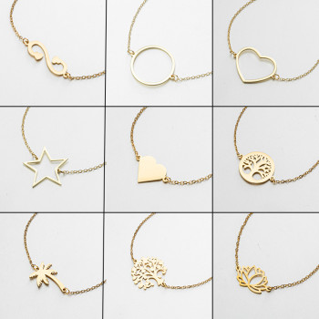 2025 New Geometric Simple Love Shape Star Pendant Bracelet Stainless Steel Tree of Life Coconut Tree Bracelet