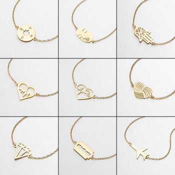 Spring new stainless steel retro face geometric love-shaped pendant bracelet bracelet manufacturer ready for wholesale