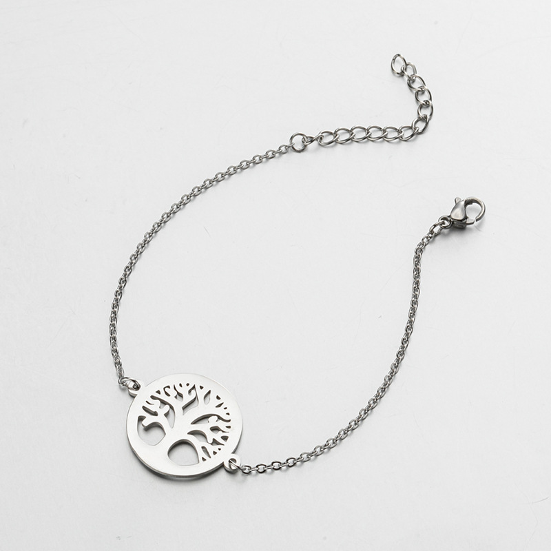 Spring new stainless steel tree of life coconut tree pendant bracelet ins fashion lotus flower small fresh bracelet