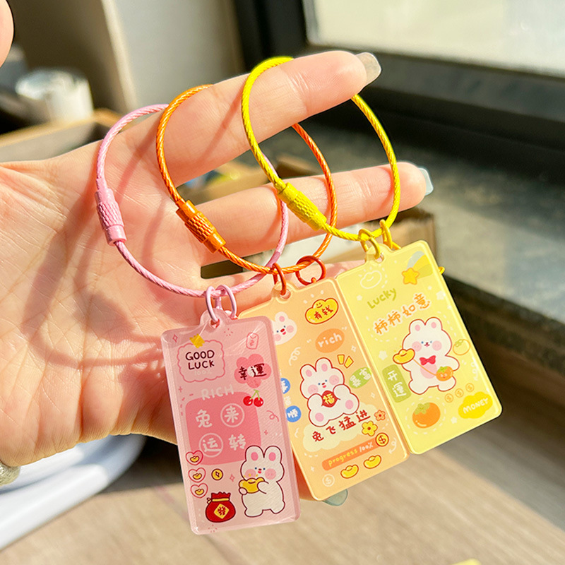 Double-sided text acrylic diy keychain accessories good things happen blessings meaning good bag car key pendant