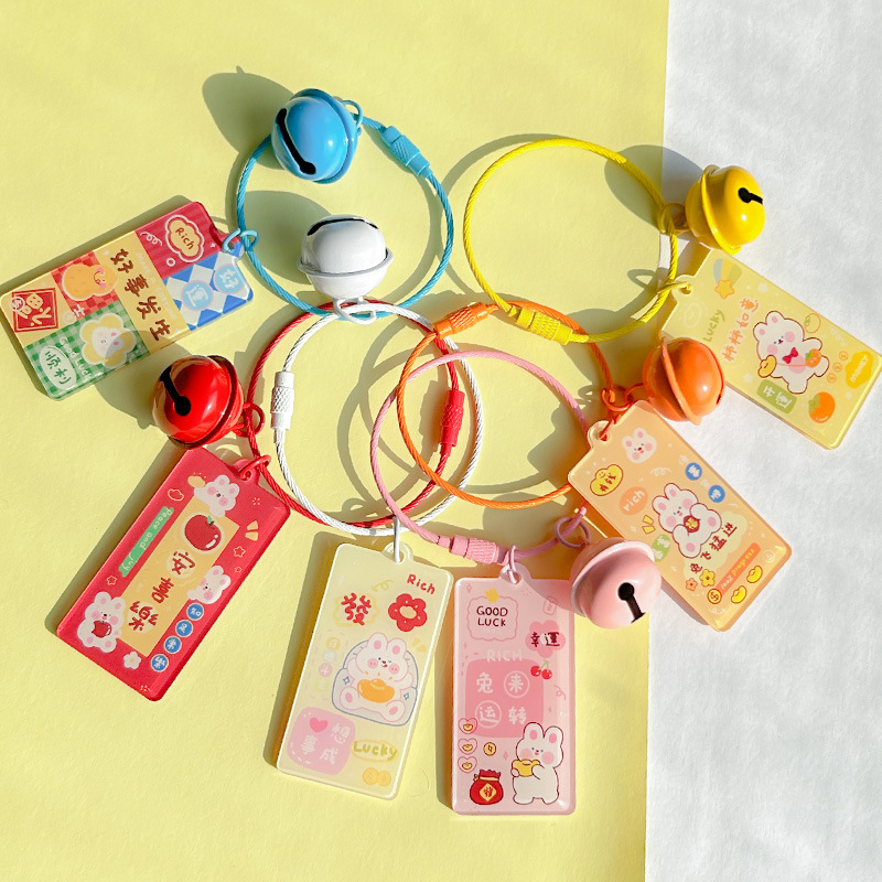 Double-sided text acrylic diy keychain accessories good things happen blessings meaning good bag car key pendant
