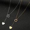 Korean style necklace jewelry simple new niche design stainless steel double pendant love-shaped tassel clavicle chain
