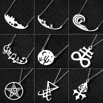 Amazon's best-selling stainless steel pendant men's necklace fashionable figure cross surf clavicle chain jewelry