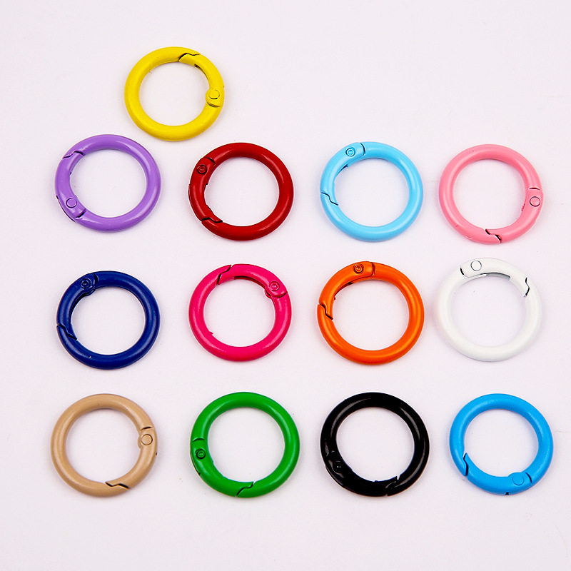 23MM color painted spring ring key chain mobile phone chain jewelry accessories open spring buckle book ring connection clamp ring