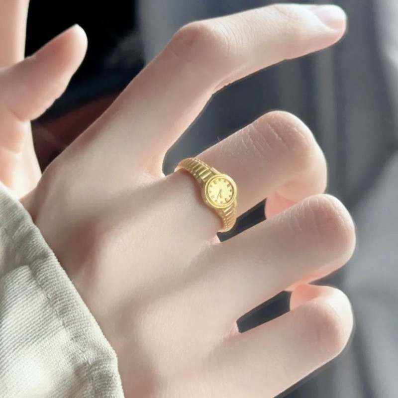 Korean version of retro temperament, fashionable and personalized watch ring, exquisite ins style, cool and light open ring ring