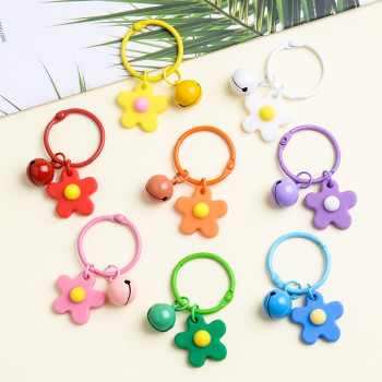 Korean version of Hyuna small fresh colorful small flower bell keychain Chinese Valentine's Day gift key ring bag women's pendant accessories