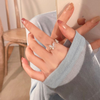 Ice Oxygen Fairy Butterfly Open Ring Fashion Personalized Ring Female Design Niche Light Luxury High-end Index Finger Ring Exquisite