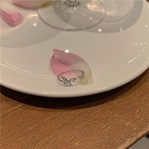 Ice Oxygen Fairy Butterfly Open Ring Fashion Personalized Ring Female Design Niche Light Luxury High-end Index Finger Ring Exquisite