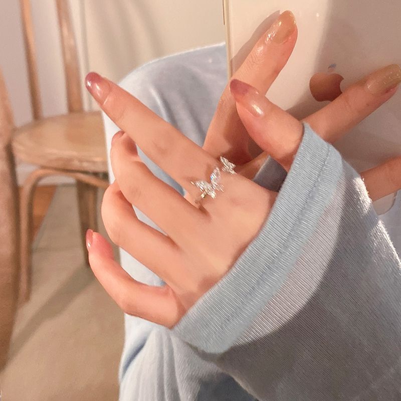 Ice Oxygen Fairy Butterfly Open Ring Fashion Personalized Ring Female Design Niche Light Luxury High-end Index Finger Ring Exquisite