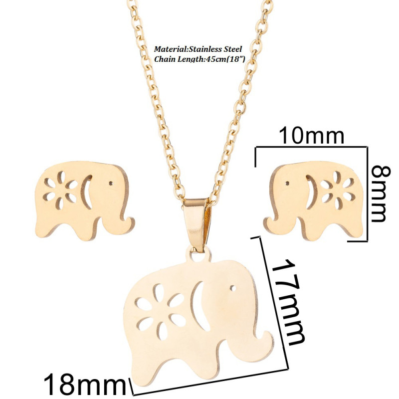 Women's new personalized stainless steel animal series necklaces and earrings jewelry fashion simple jewelry sets wholesale