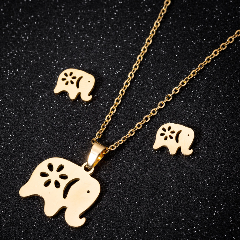 Women's new personalized stainless steel animal series necklaces and earrings jewelry fashion simple jewelry sets wholesale