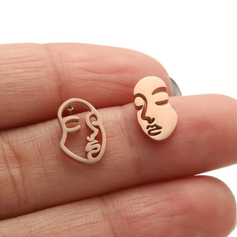 Cross-border personalized creative new stainless steel earrings earrings ins Korean fashion glossy asymmetrical earrings wholesale
