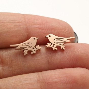 European and American hip-hop jewelry stainless steel bear elk snake bird bee cute animal series earrings earrings
