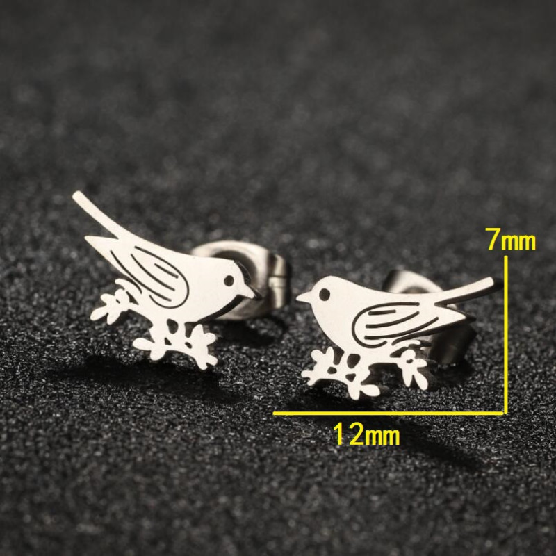 European and American hip-hop jewelry stainless steel bear elk snake bird bee cute animal series earrings earrings