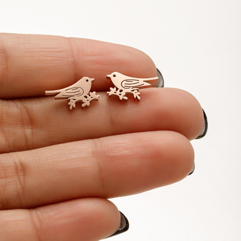 European and American hip-hop jewelry stainless steel bear elk snake bird bee cute animal series earrings earrings