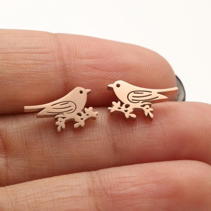 European and American hip-hop jewelry stainless steel bear elk snake bird bee cute animal series earrings earrings