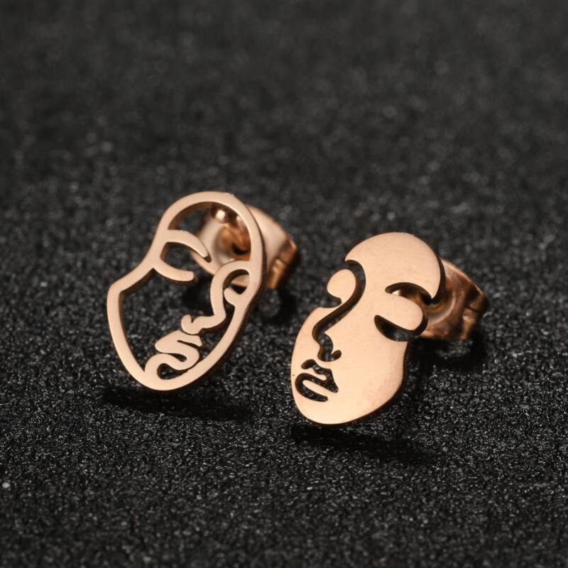 wish AliExpress European and American style exaggerated personality fun funny abstract face earrings asymmetrical hollow earrings