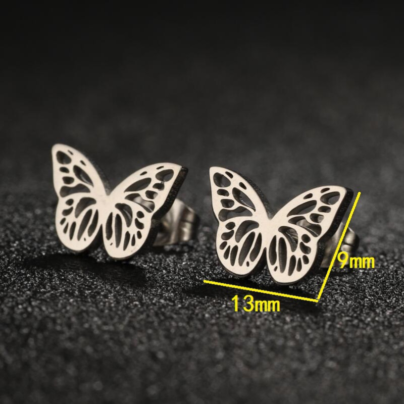 Butterfly earrings for women 2025 new stainless steel earrings light luxury niche design personalized butterfly wing earrings