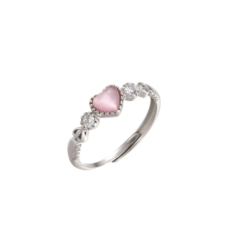 Pink love ring female ins simple niche high-looking Korean girly sweet live mouth ring