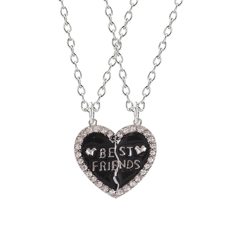 Japanese and Korean girlfriends’ love splicing clavicle necklace for two, a pair of good friends friendship pendant, birthday gift for female students
