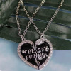 Japanese and Korean girlfriends’ love splicing clavicle necklace for two, a pair of good friends friendship pendant, birthday gift for female students