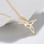 Niche design cross-border new style personalized hollow origami hummingbird pendant necklace feminine simple animal accessories