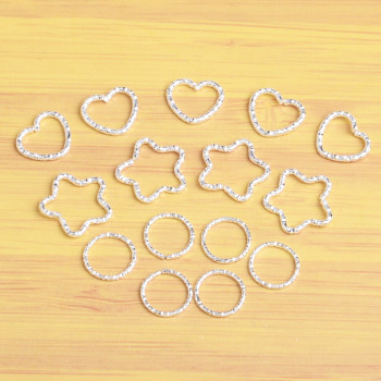 diy jewelry accessories embossed single circle embossed jump ring five-pointed star love twisted circle connecting ring connecting key ring