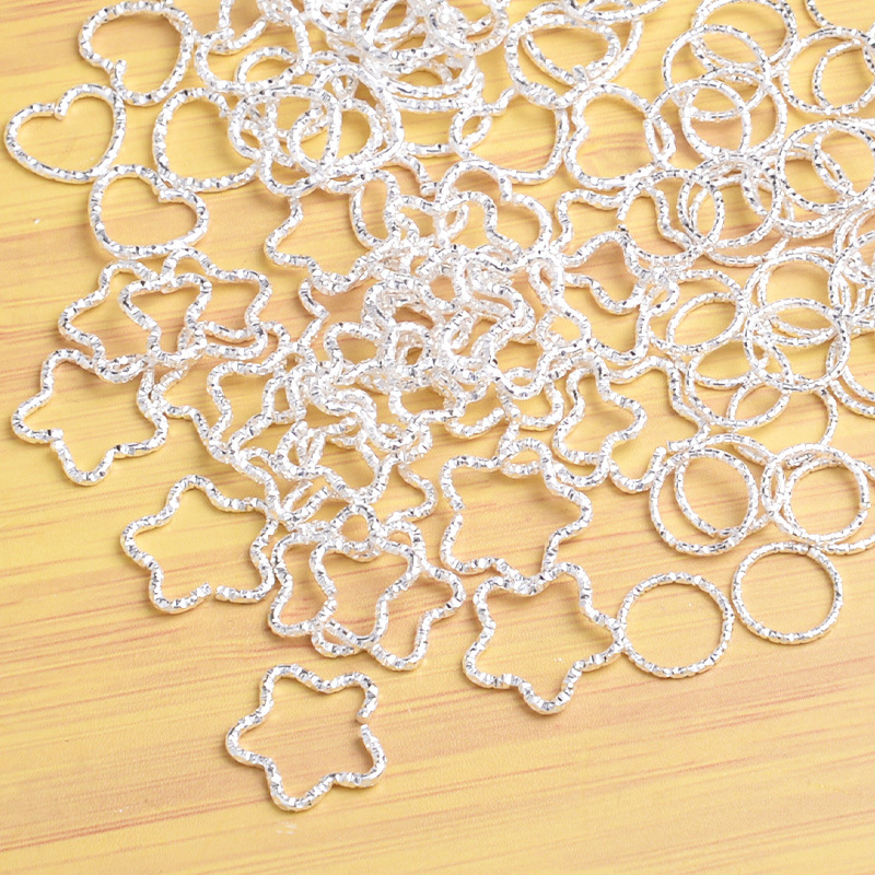 diy jewelry accessories embossed single circle embossed jump ring five-pointed star love twisted circle connecting ring connecting key ring