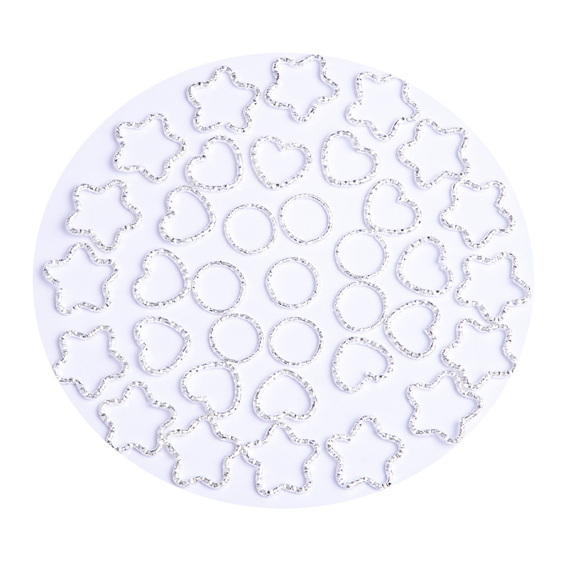 diy jewelry accessories embossed single circle embossed jump ring five-pointed star love twisted circle connecting ring connecting key ring