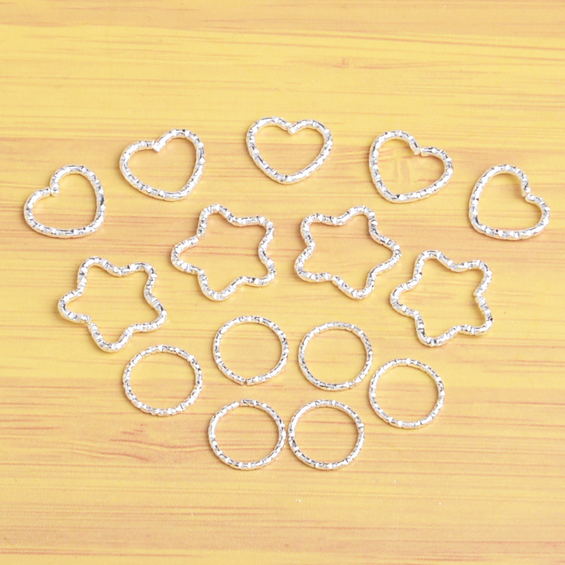 diy jewelry accessories embossed single circle embossed jump ring five-pointed star love twisted circle connecting ring connecting key ring