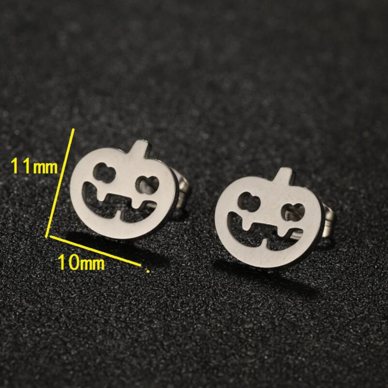 European and American Christmas and Halloween new stainless steel mini funny pumpkin skull bat spider earrings wholesale
