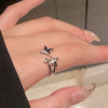 Star light luxury and exquisite niche design bestie ring ins cold style open index finger ring for female couple