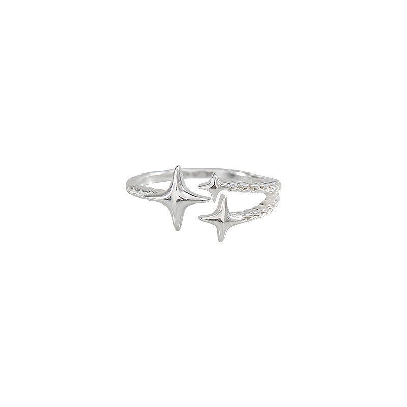 Star light luxury and exquisite niche design bestie ring ins cold style open index finger ring for female couple