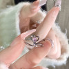 Sweet ins love pink diamond open ring female niche design high-end fashion versatile adjustable index finger ring
